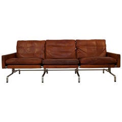 Leather Sofa PK-31/3 by Poul Kjaerholm