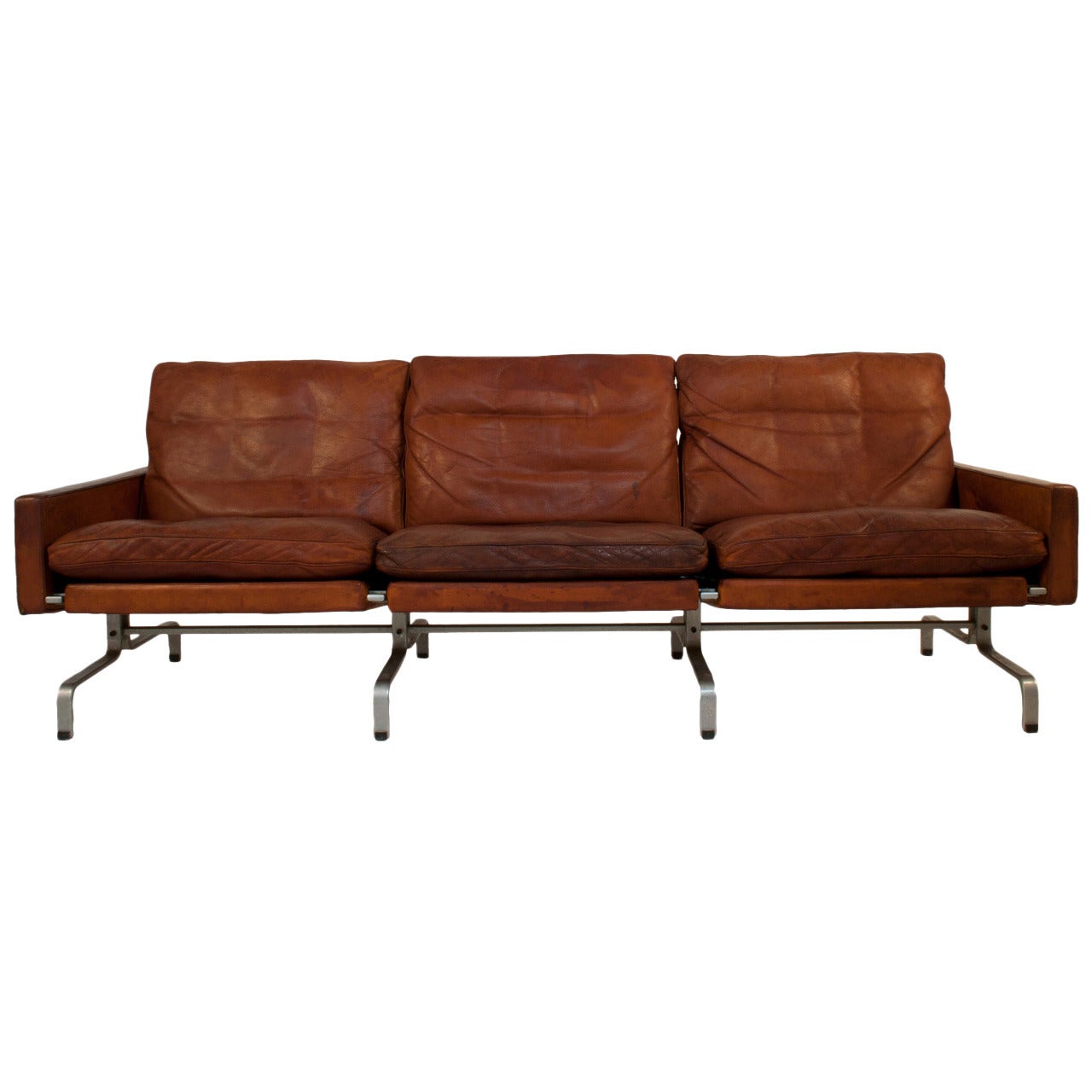 Leather Sofa PK-31/3 by Poul Kjaerholm For Sale