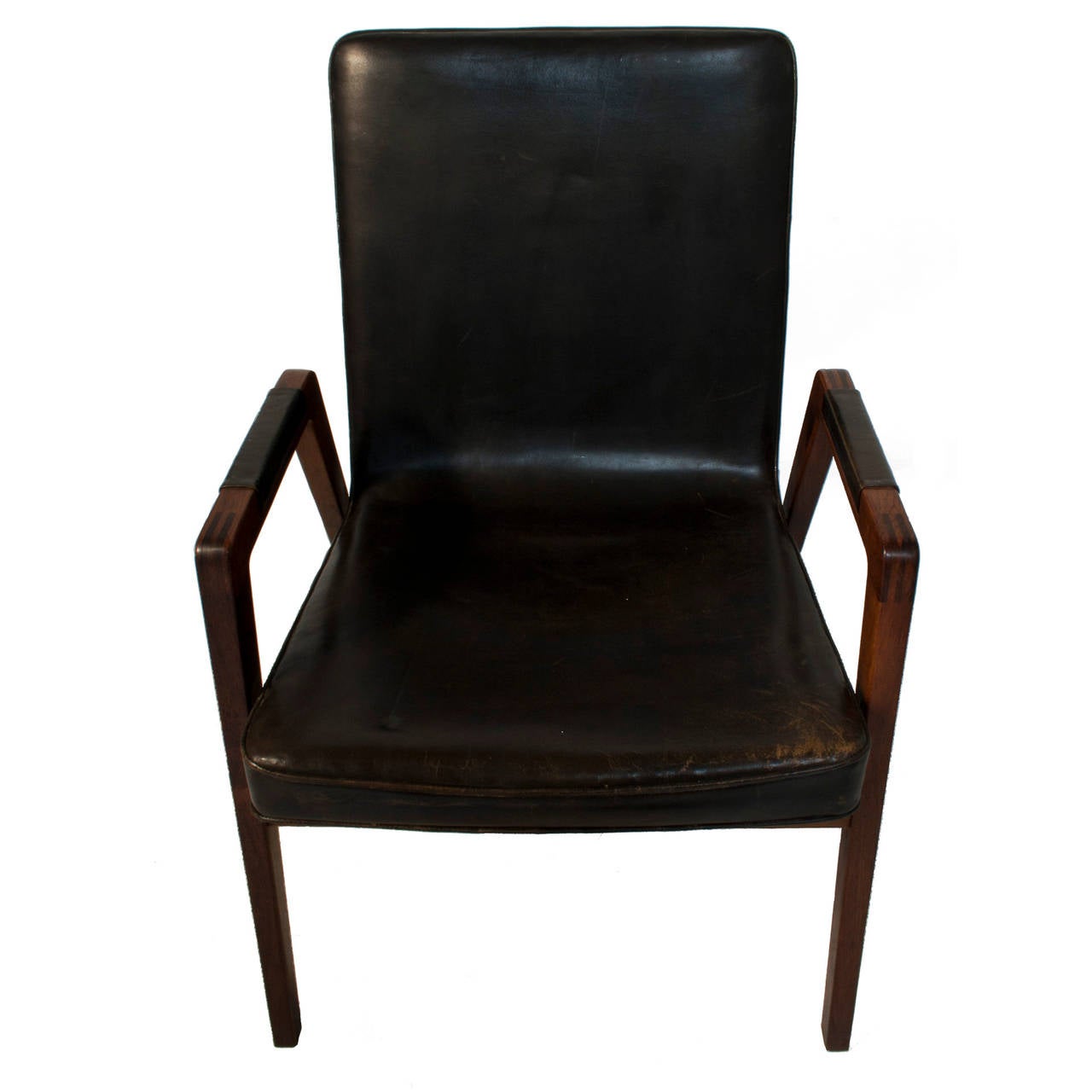 Mid-Century Modern Leather Lounge Chair by Helge Brandt