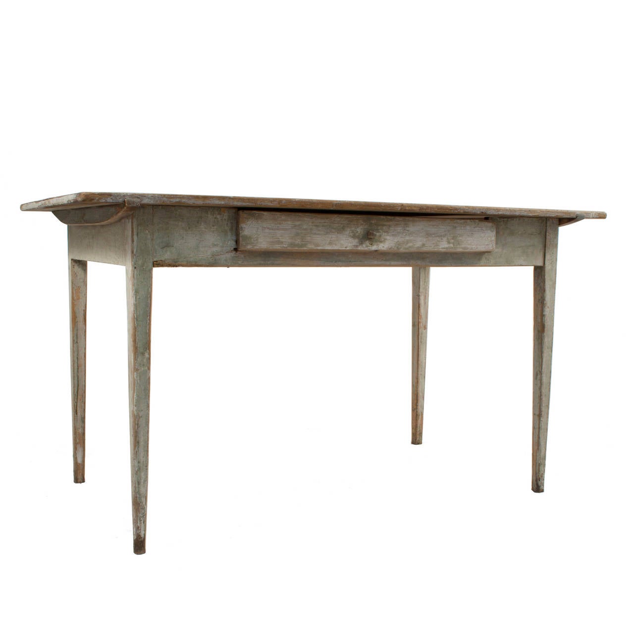 Gustavian desk with one-drawer in a worn grey patina.