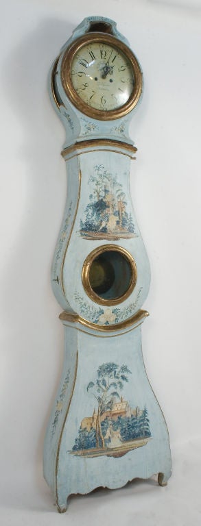 Early Gustavian Clock by Johan Lindquist (royal clock maker to King Adolf Frederick 1750-1771). This clock was made towards the end of King Frederick's reign and is a prime example of Lindquist's work and the beginning of the Gustavian Period.