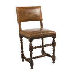Swedish Baroque Leather Side Chair