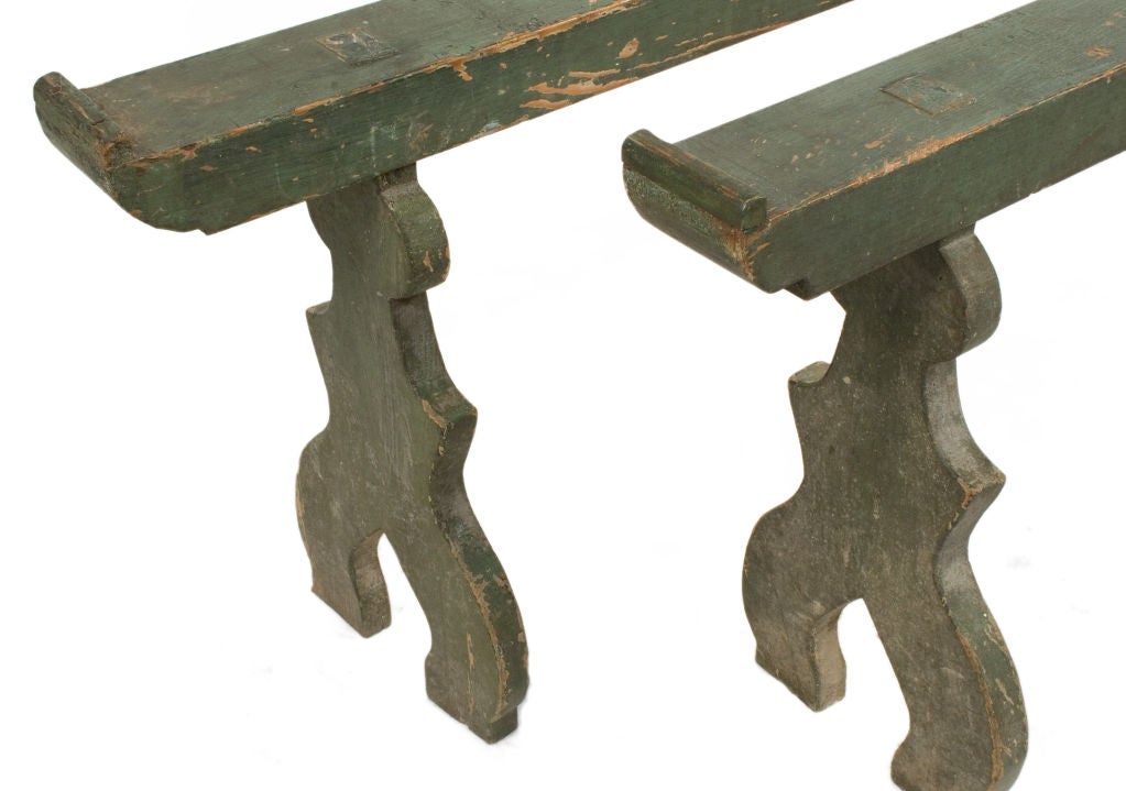 Swedish Pair of Rococo Church Benches