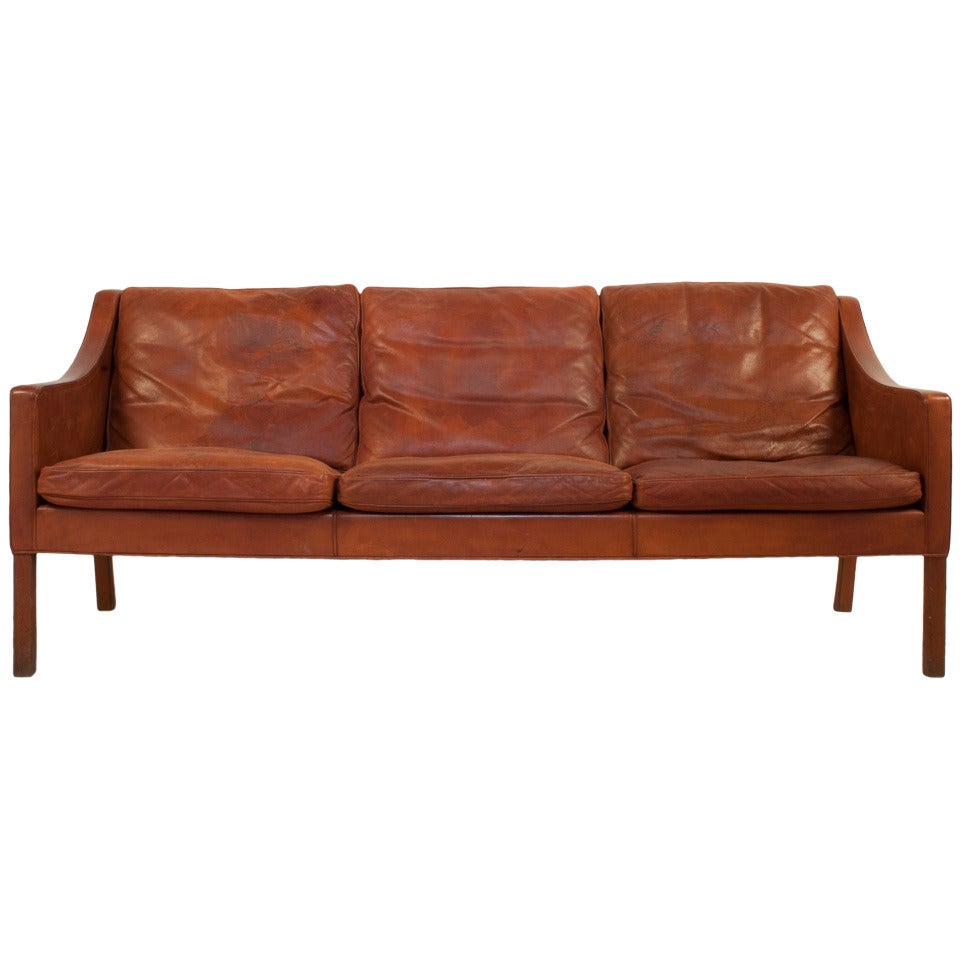 Leather Sofa by Borge Mogensen