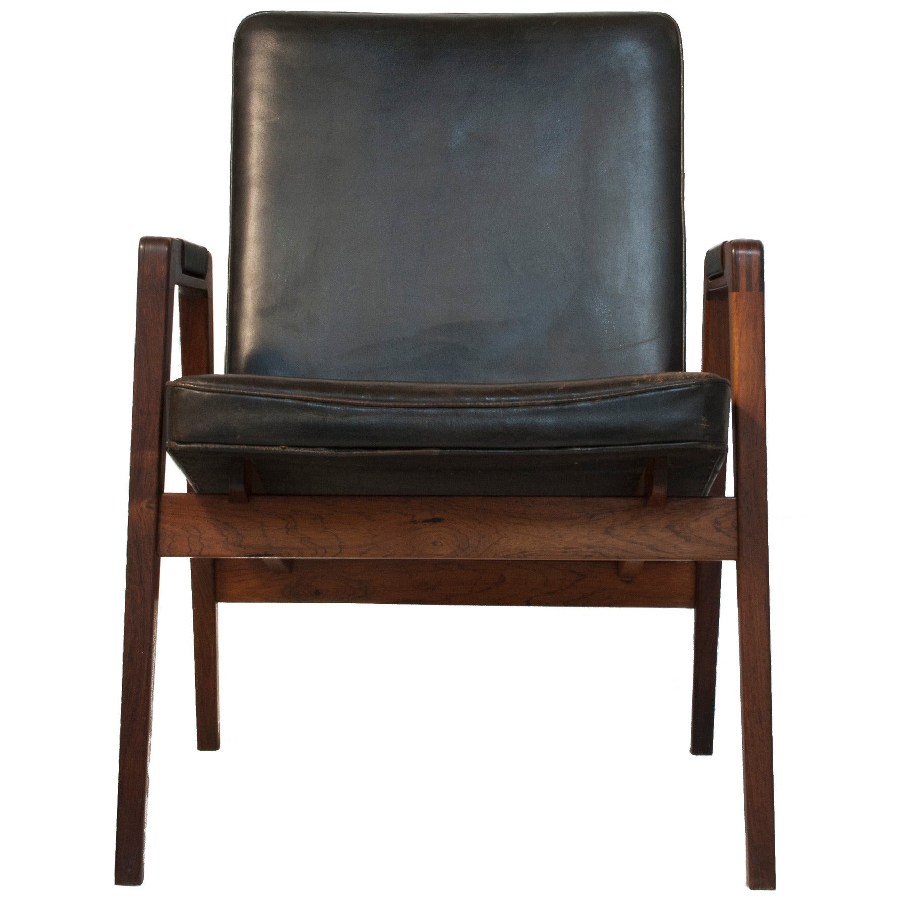 Leather Lounge Chair by Helge Brandt