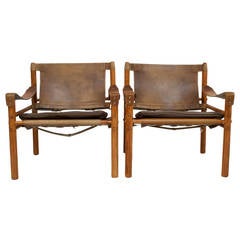 Used Pair of Scirocco Leather Lounge Chairs by Arne Norell