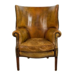 Danish Wingback Leather Chair