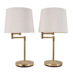Pair of Adjustable Brass Table Lamps