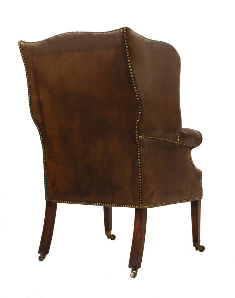 Swedish Leather Wingback Chair
