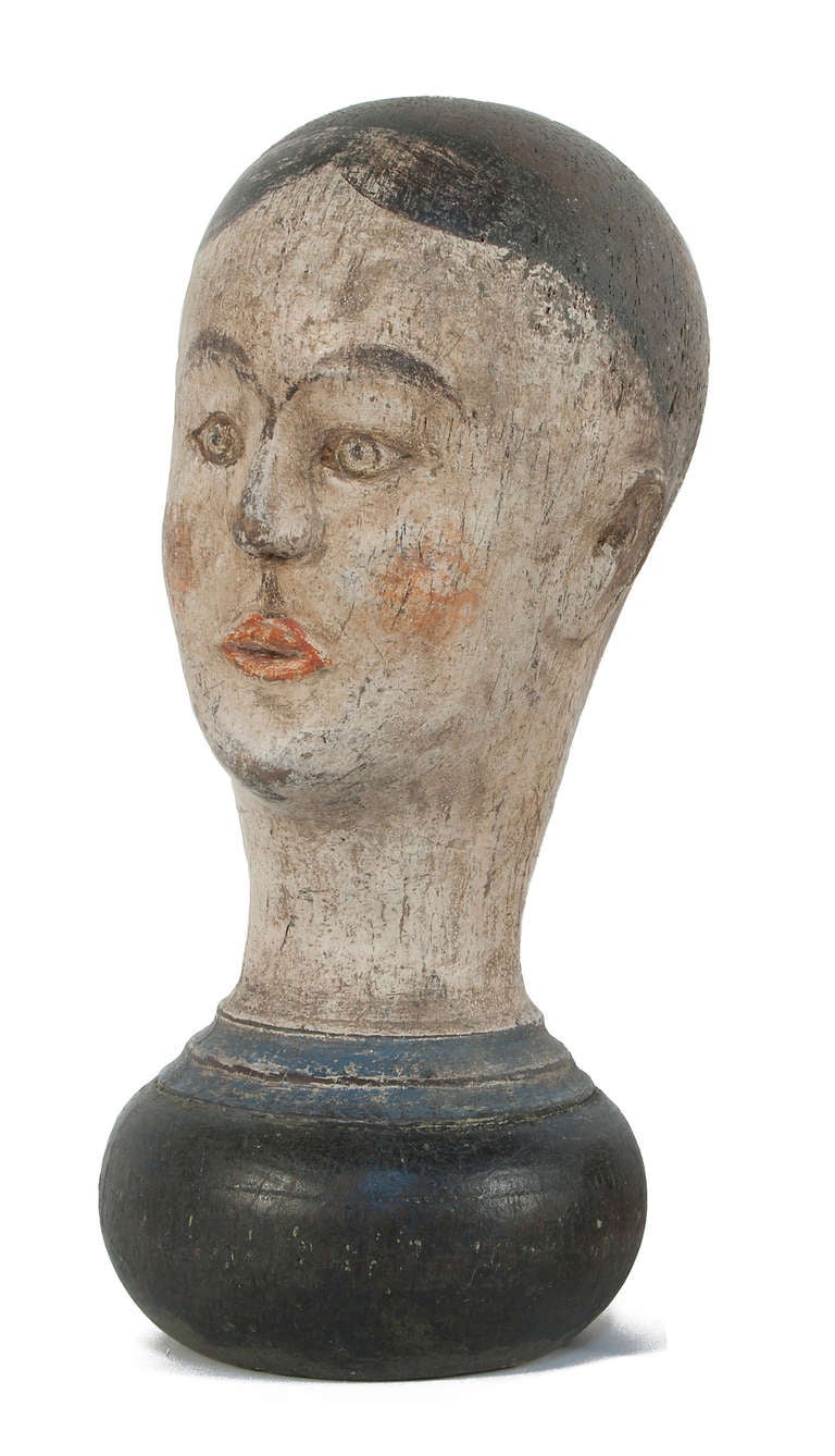 Head used to display wigs during the early Gustavian Period.