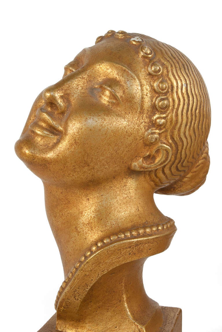 Golden Bust by Olof Ahlberg In Excellent Condition In Los Angeles, CA
