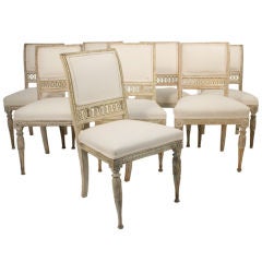 Set of Eight Gustavian Side Chairs