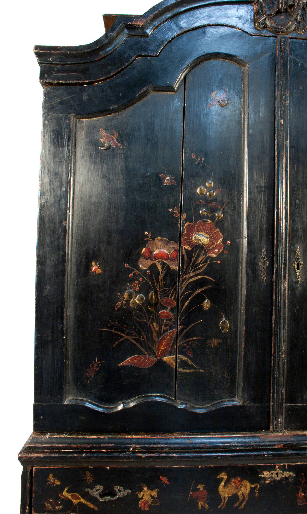 Mid-18th Century Ebonized Baroque Cabinet with Chinoiserie