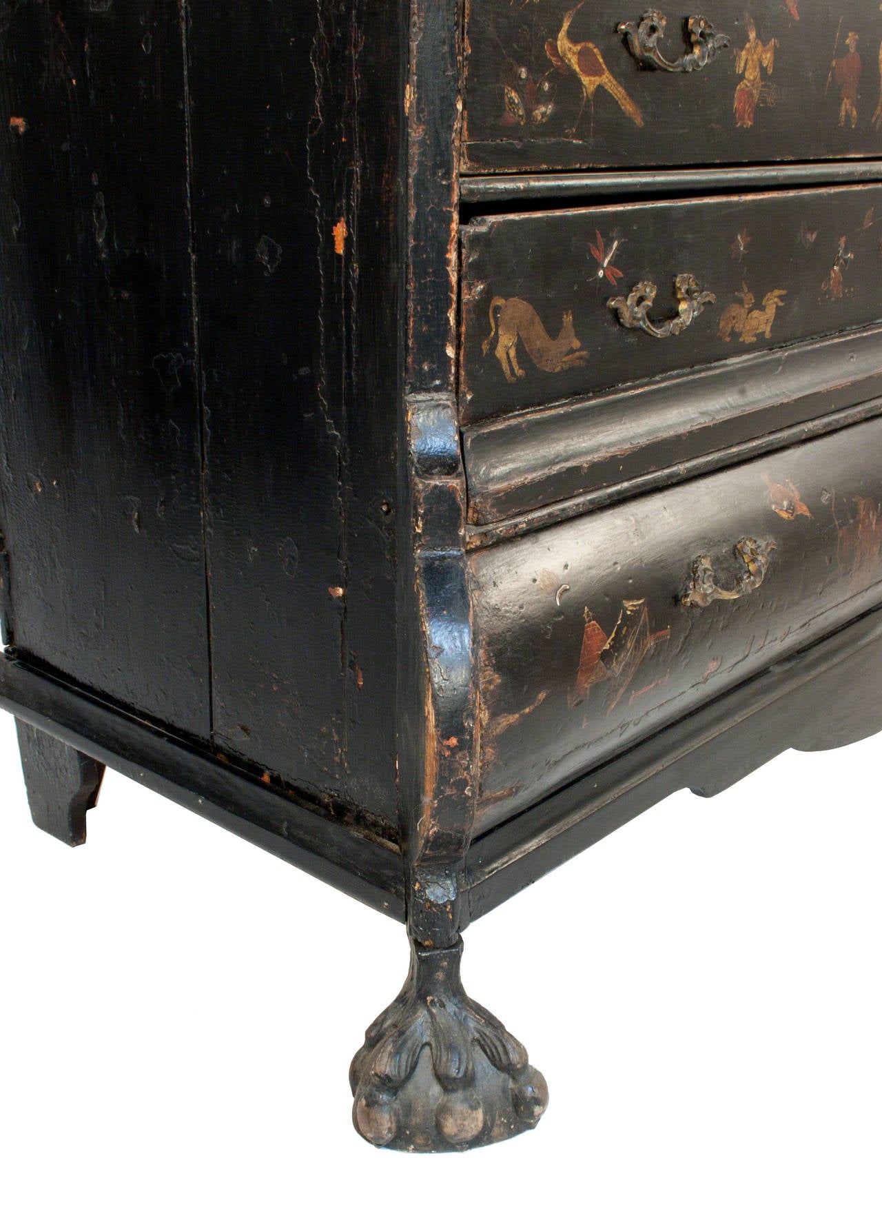 Ebonized Baroque Cabinet with Chinoiserie In Excellent Condition In Los Angeles, CA