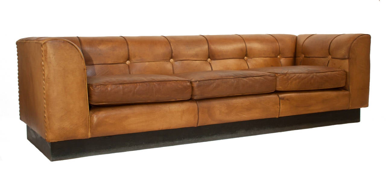 Swedish Leather Sofa by Arne Norell