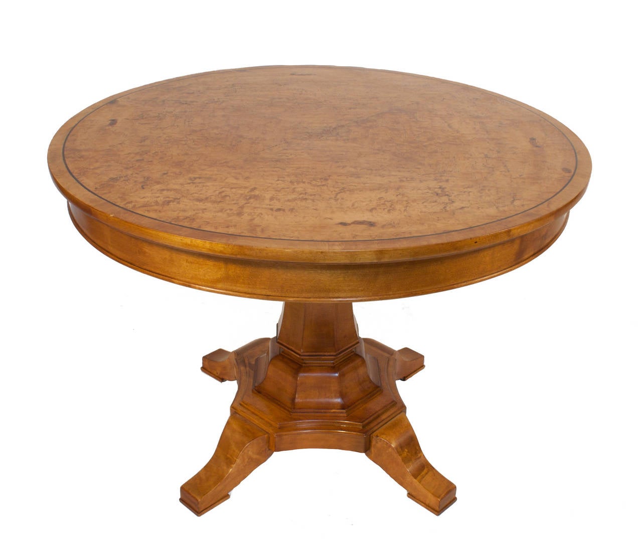 Round Biedermeier table in birchwood.