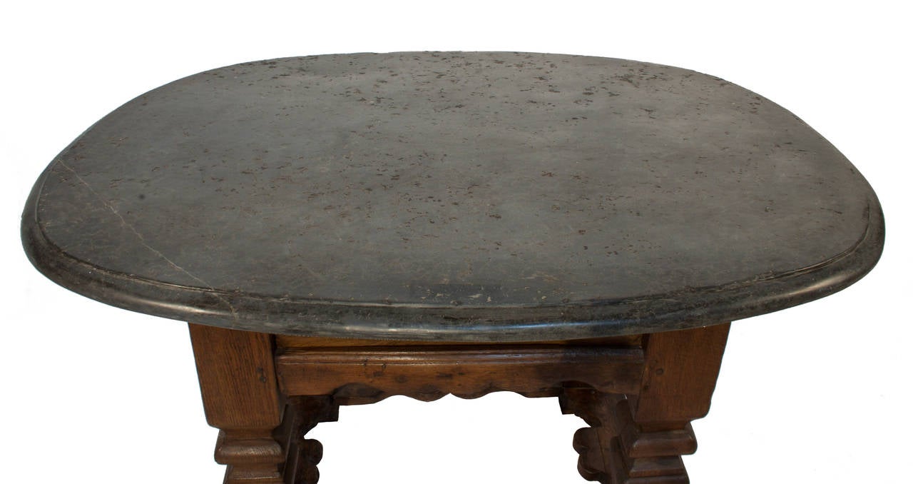 Baroque Oval Stone-Top Table In Excellent Condition In Los Angeles, CA