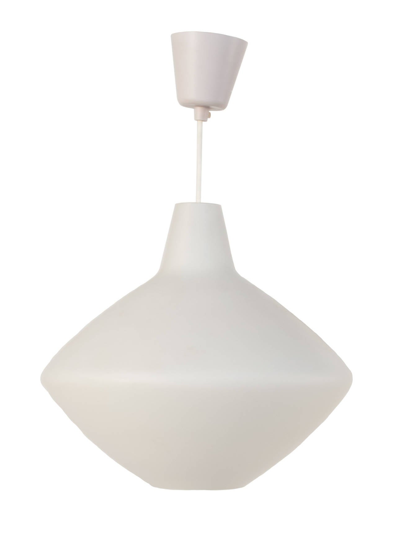 Pair of opaque white glass Pendants by Lisa Johansson-Pape.
