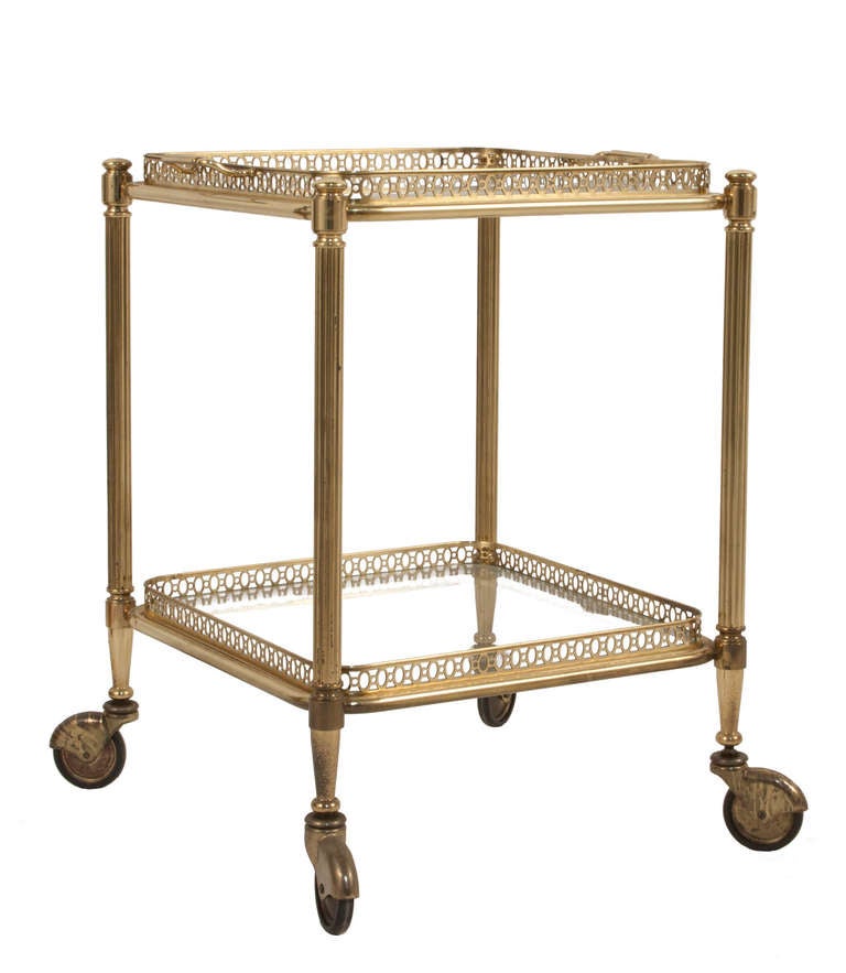 Brass Cart with removable top tray.