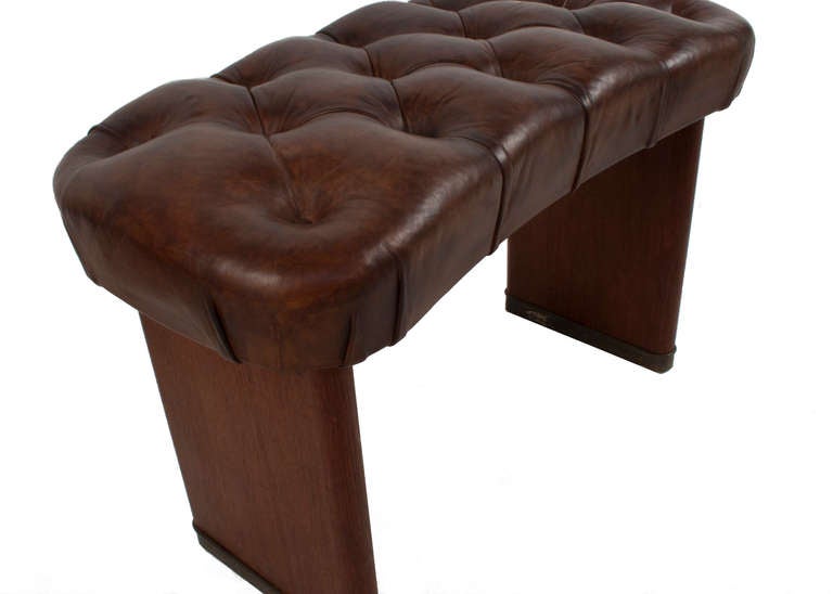 Swedish Leather Bench by Ernst Kuhn