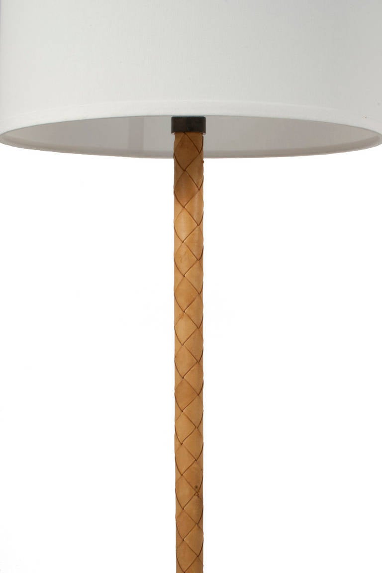Leather and Brass Floor Lamp
