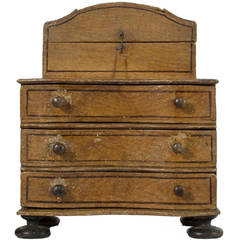 Baroque Miniature Chest in a Worn Wood Grain Patina, circa 1750