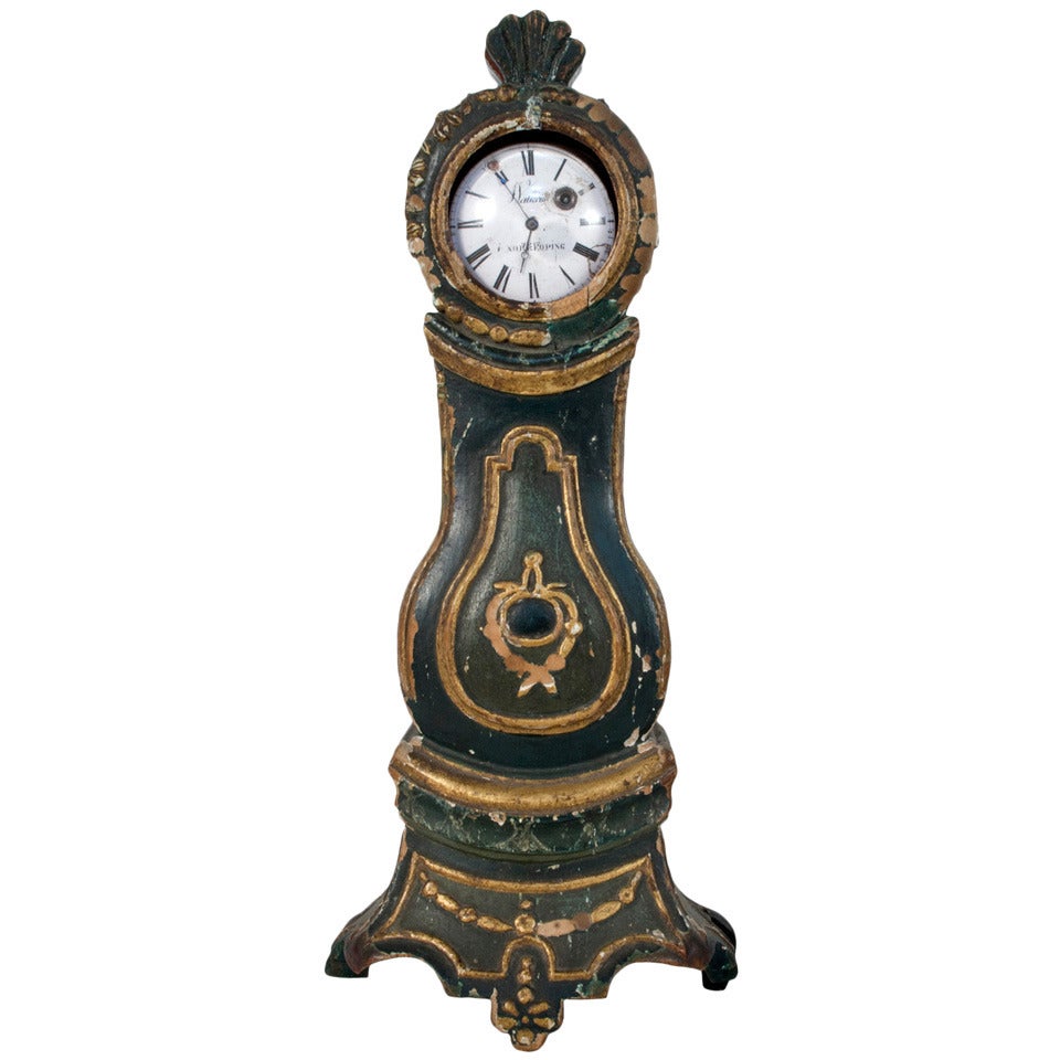 Miniature Rococo Grandfather Clock, circa 1760 For Sale