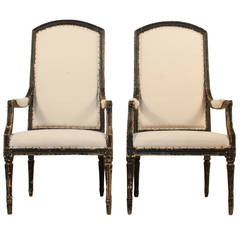 Pair of High Back Gustavian Lounge Chairs