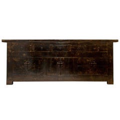 Antique Black Lacquered Chinese Sideboard