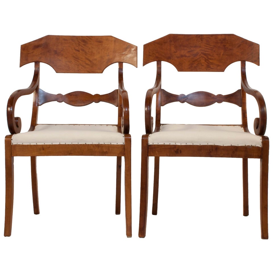 Pair of Biedermeier Armchairs For Sale