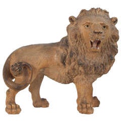 Lion Carved in Wood