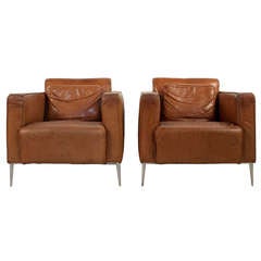 Pair of Leather Lounge Chairs