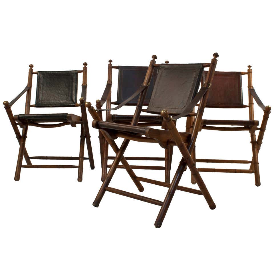 Set of 4 Leather Hunting Chairs For Sale at 1stDibs