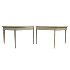 Pair of Gustavian Style Demi-Lune Tables