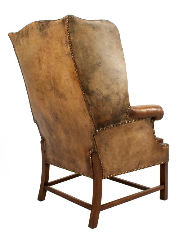 Danish Leather Wingback Chair