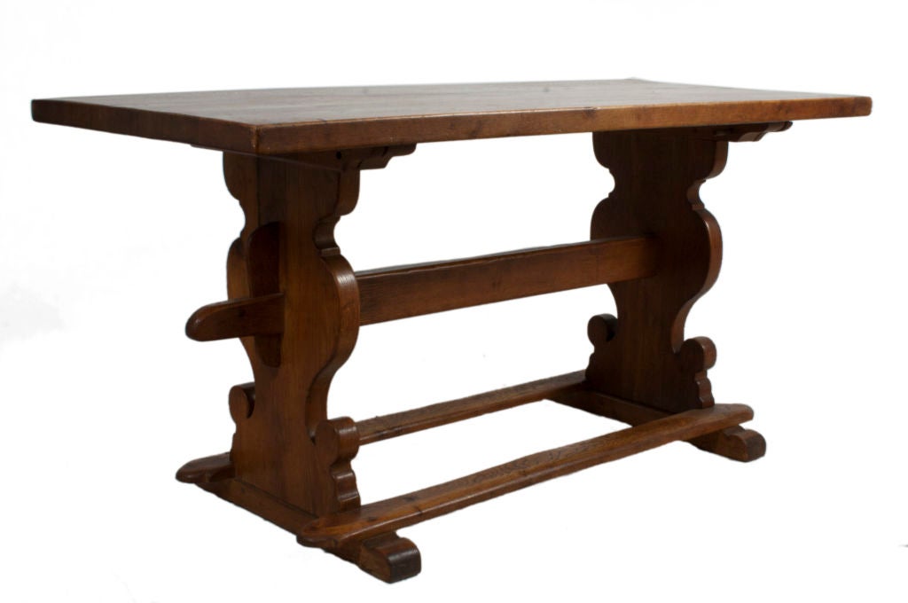 Baroque Style Trestle Table in oak from Denmark.