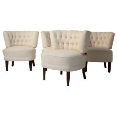 Set of Four Tufted Club Chairs