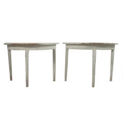 Antique Pair of Gustavian Demi-Lune Tables