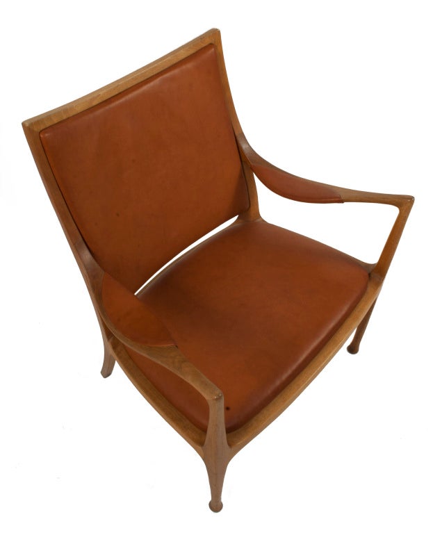 Swedish Leather and Walnut Armchair by Hans Asplund For Sale
