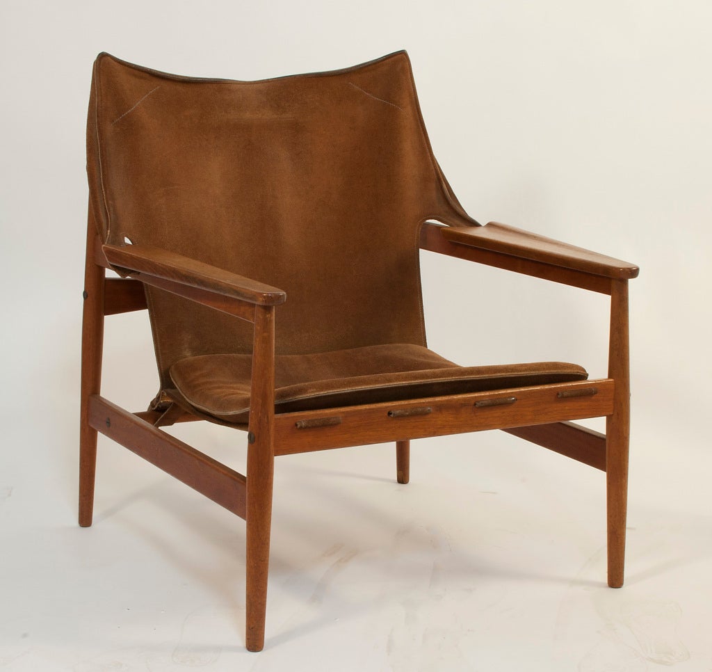 Pair of Lounge Chairs in leather and oak.