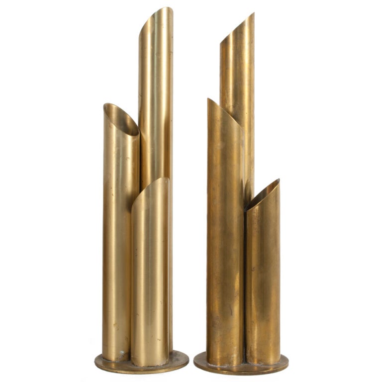 Pair of Vases by Ivar Alenius Bjork for Ystad Metall