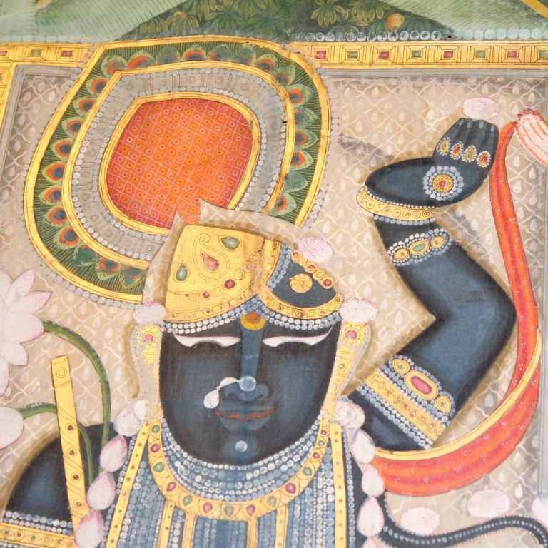Pichvai Depicting Krishna & Attendants
