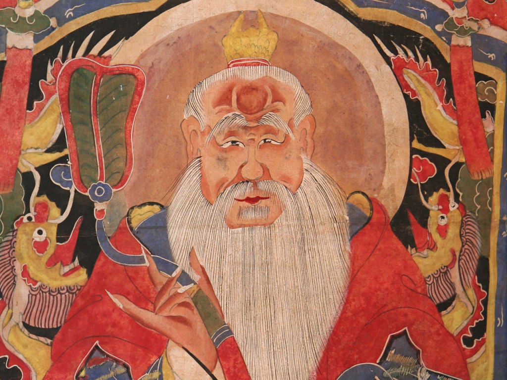 Taoist Temple Scroll, framed