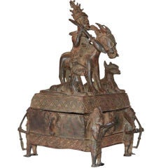 Antique Ceremonial Vessel Depicting Equestrian Oba or King
