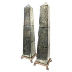Pair Of Early 20th Century Mirrored Obelisks