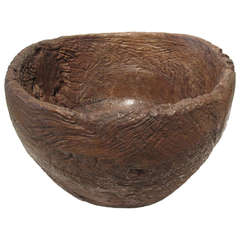 Antique Carved Burled Teak Bowl