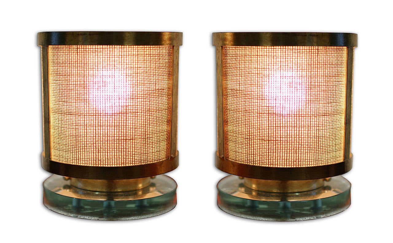 23-Karat Gilt Brass Pair of Table Lamps from a Parisian Restaurant, circa 1960