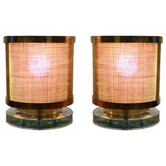 Used 23-Karat Gilt Brass Pair of Table Lamps from a Parisian Restaurant, circa 1960