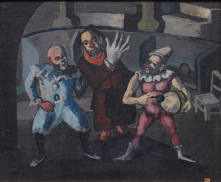 Celso Lagar (1891-1966)
The Fratellini brothers, Clowns, circa 1925

Provenance: Chappe Galerie, Toulouse, France. They acquired this painting from the Artist.
Collection: P. Soubies, Bordeaux, France
Oil on canvas signed lower left,