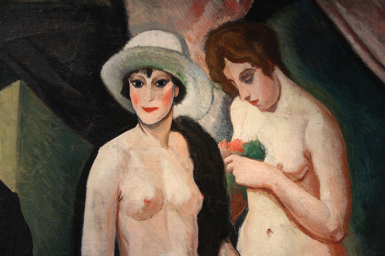 French Museum Quality, c.1921 Early Art Deco Masterpiece Painting 